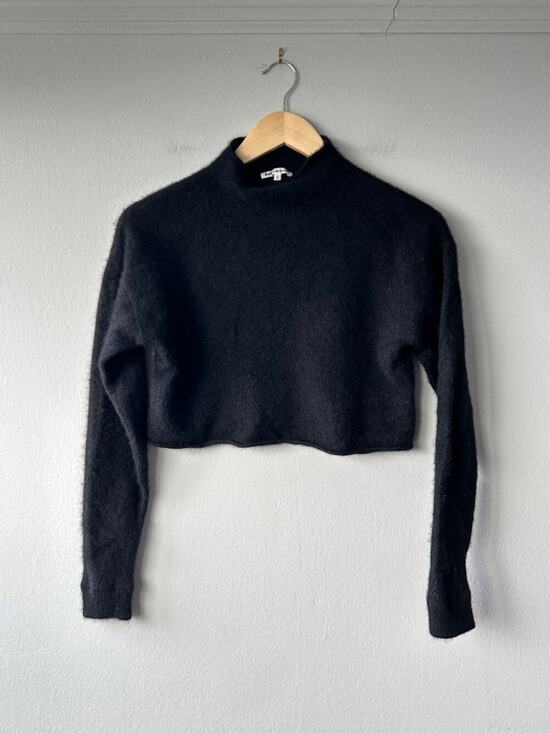 Reformation Tops - Reformation Black Cashmere Cropped Mock Neck Sweater Top Small Women's